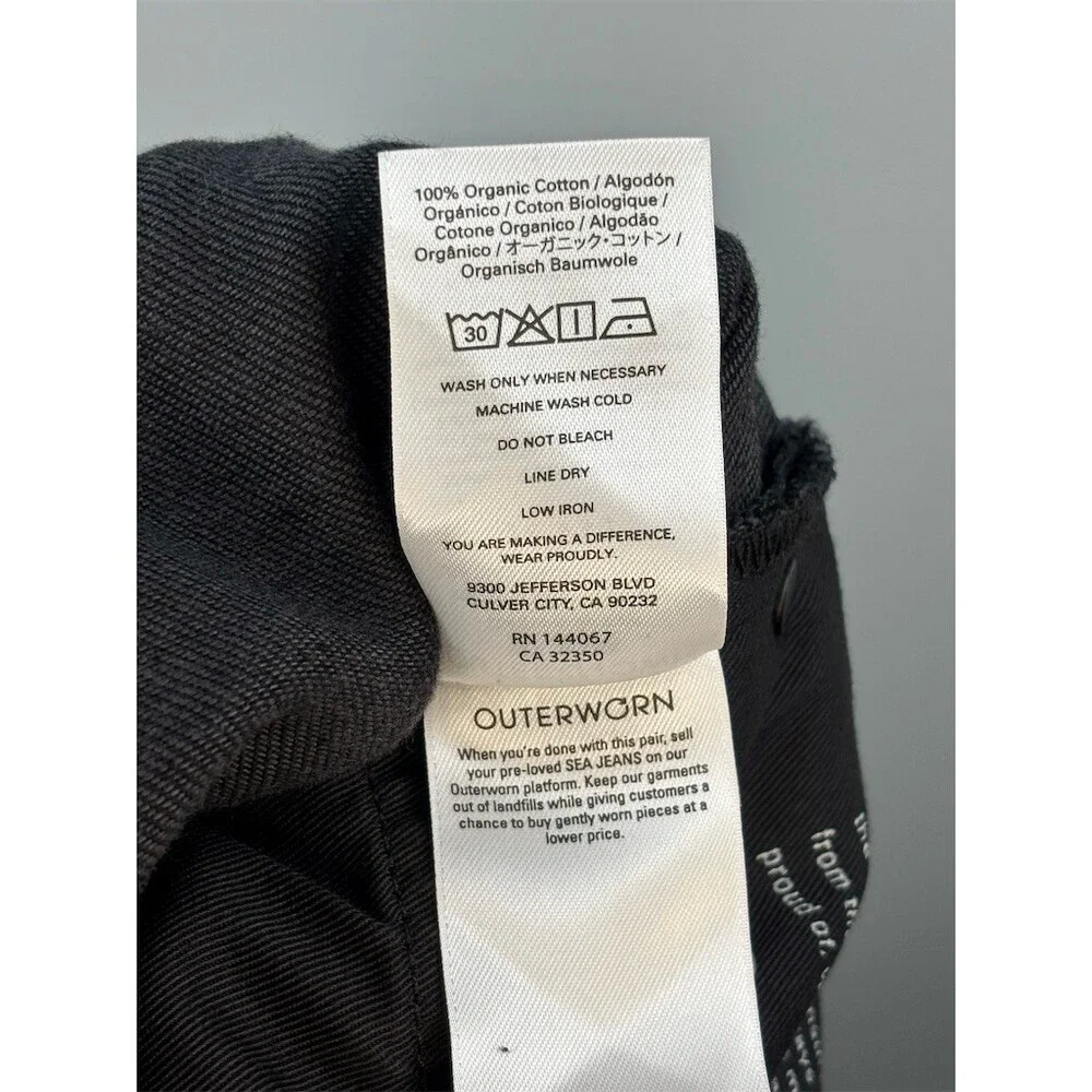 Outerknown SEA The Dunes Straight Pitch Black 5-Pocket Button Fly Jeans